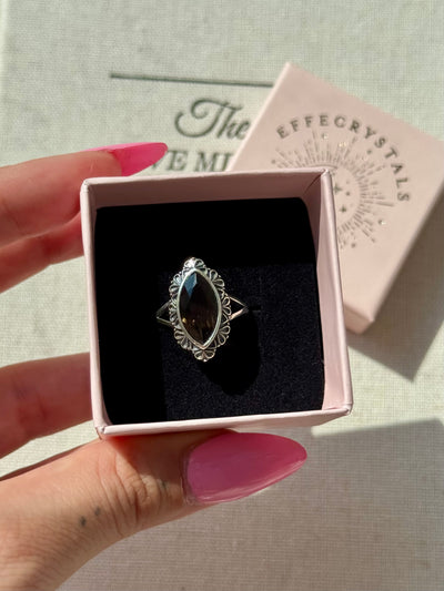 Anello in quarzo fumé (argento 925)