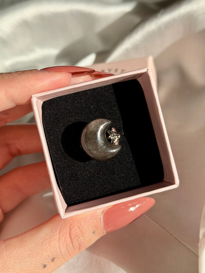 Anello in ossidiana argentata