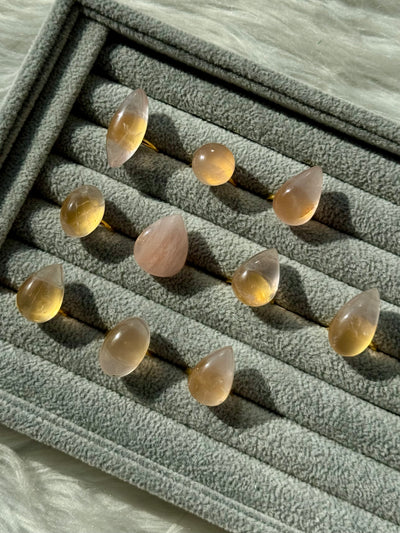 Anello in quarzo rosa (gold)