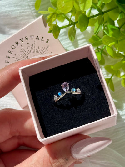 Anello in ametista e labradorite