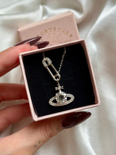 Ciondolo Saturno in quarzo ialino