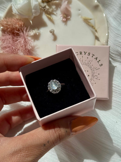 Anello in labradorite bianca gold