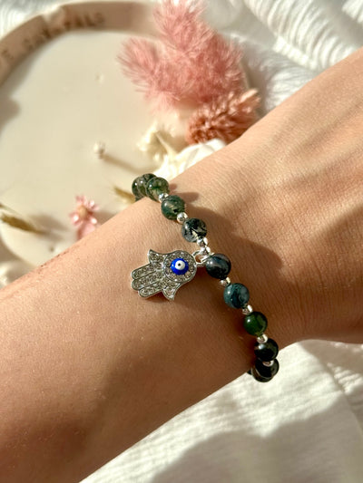 Bracciale charm in agata muschiata
